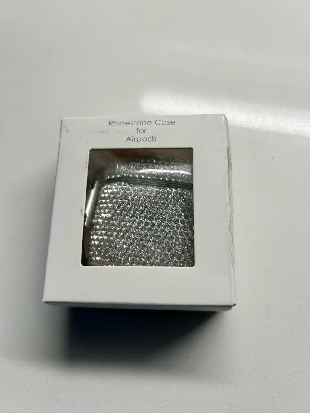 Sparkly Rhinestone AirPods Case with keychain-White Shockproof Protective Cover